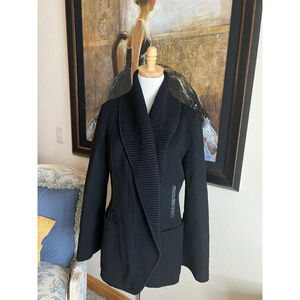 Mackage Black Wool Blend Knit Collar Jacket L